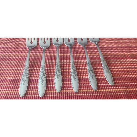 FLORAL GLEN stainless 6 Salad/Dessert Forks Oneida Community - Picture 3 of 6
